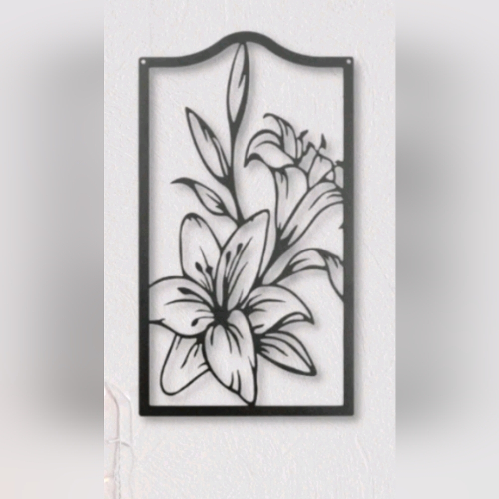 Redline Black Floral Spring Lily Wall Art New